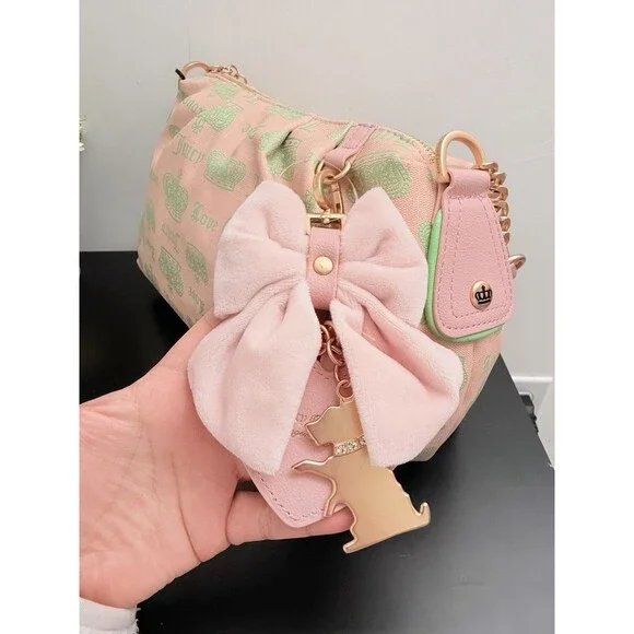 JUICY COUTURE JUICY FAN CLUB SHOULDER BAG PINK DIAMOND RETRO GREEN - Picture 5 of 9